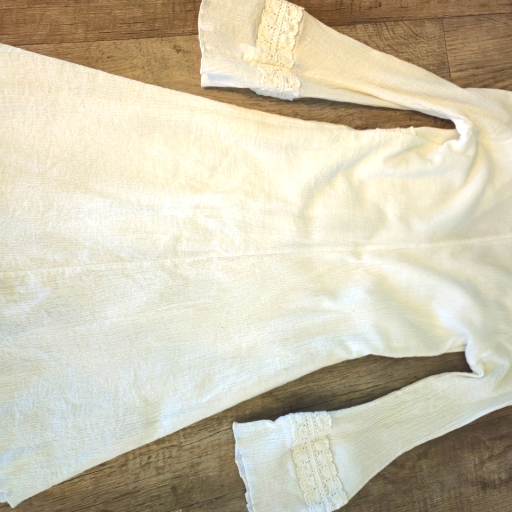 Gauzy Cotton White Lace Trim Cotton Dress - Picture 6 of 9